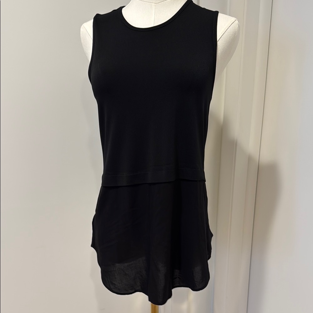 BCBGeneration Black Asymmetrical Sleeveless Tank Top